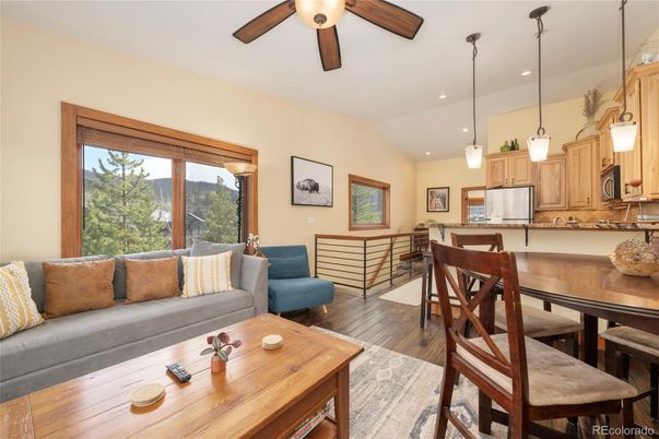 Dining room, Interior, Kitchen, Living room, Pendant Lights, Recessed Lighting, Wood Texture Flooring