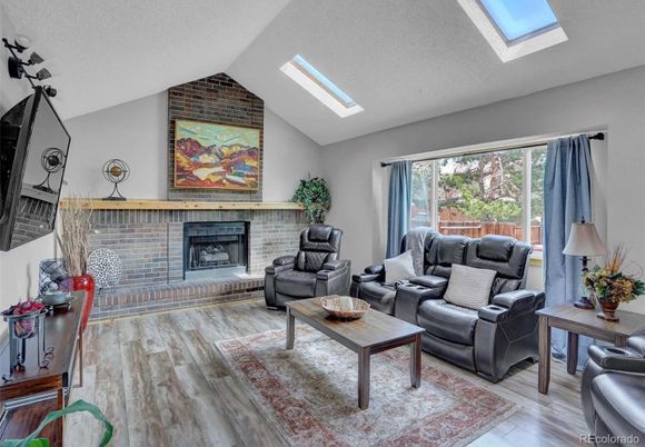 Fireplace, Interior, Living room, Stone Walls, Wood Texture Flooring