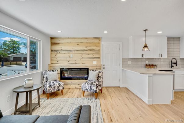 Interior, Kitchen, Pendant Lights, Recessed Lighting, Wood Texture Flooring, Wooden Walls