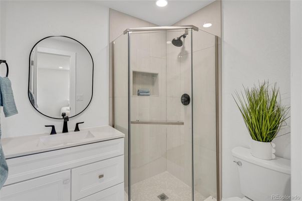 Bathroom, Glass Shower, Interior, Recessed Lighting