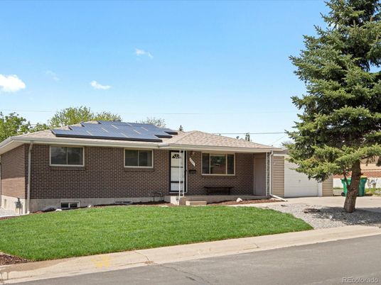 Attached, Exterior, Facade, Brick Facade, Solar Panels, Ranch