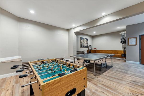 Game Room, Interior, Recessed Lighting, Wood Texture Flooring