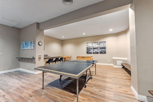 Game Room, Interior, Recessed Lighting, Wood Texture Flooring