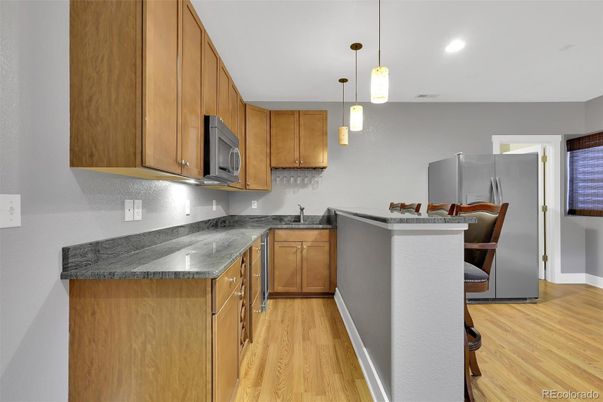 Interior, Kitchen, Pendant Lights, Recessed Lighting, Wood Texture Flooring
