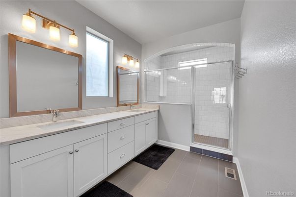 Bathroom, Dual Sink Vanities, Glass Shower, Interior