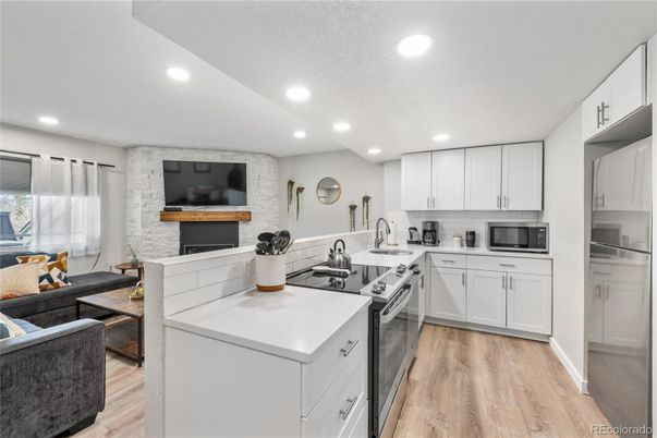 Interior, Kitchen, Recessed Lighting, Wood Texture Flooring