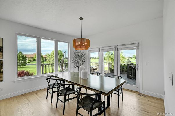 Chandelier, Dining room, Interior, Pendant Lights, Wood Texture Flooring