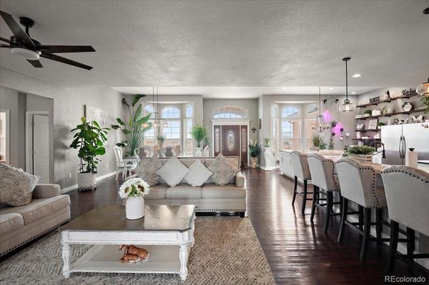 Interior, Kitchen, Living room, Pendant Lights, Recessed Lighting, Stainless Steel Appliances, Wood Texture Flooring