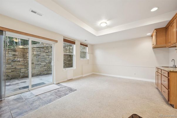 Empty room, Interior, Recessed Lighting, Stone Walls