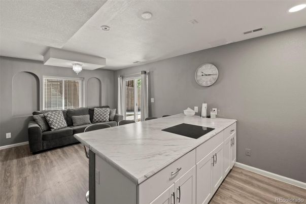 Interior, Kitchen, Living room, Recessed Lighting, Wood Texture Flooring