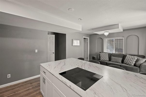 Interior, Kitchen, Living room, Recessed Lighting, Wood Texture Flooring