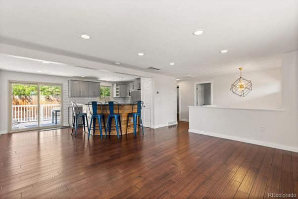 Interior, Kitchen, Recessed Lighting, Wood Texture Flooring