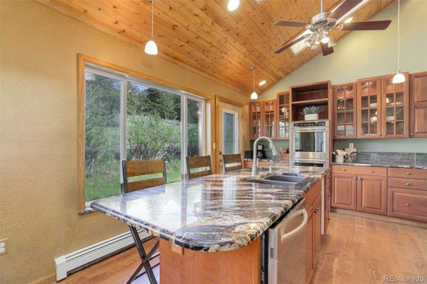 Interior, Kitchen, Pendant Lights, Stainless Steel Appliances, Wooden Ceilings, Wood Texture Flooring