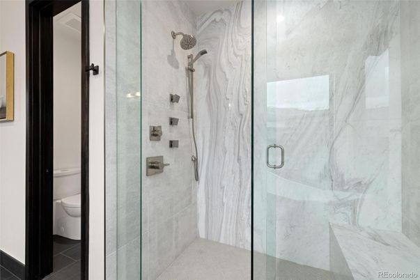 Bathroom, Glass Shower, Interior, Marble Walls