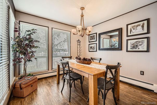 Chandelier, Dining room, Interior, Wood Texture Flooring