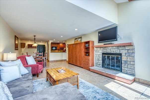 Dining room, Fireplace, Interior, Kitchen, Living room, Pendant Lights, Recessed Lighting