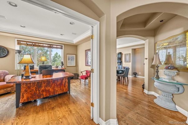 Home Office, Interior, Recessed Lighting, Wood Texture Flooring
