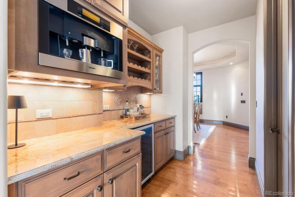 Interior, Kitchen, Recessed Lighting, Tile Countertops, Wood Texture Flooring