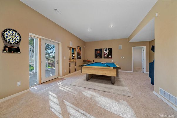 Billiard Table, Game Room, Interior, Recessed Lighting