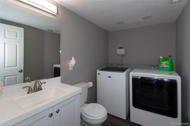 Bathroom, Interior, Washer, Wood Texture Flooring