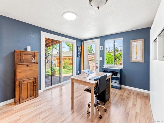 Home Office, Interior, Recessed Lighting, Wood Texture Flooring