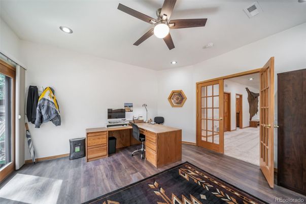 Home Office, Interior, Recessed Lighting, Wood Texture Flooring