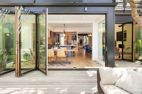Dining room, Interior, Kitchen, Pendant Lights, Recessed Lighting, Wood Texture Flooring