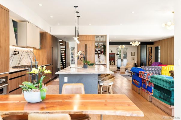 Interior, Kitchen, Pendant Lights, Recessed Lighting, Wood Texture Flooring