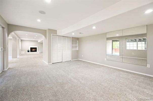 Empty room, Fireplace, Interior, Recessed Lighting