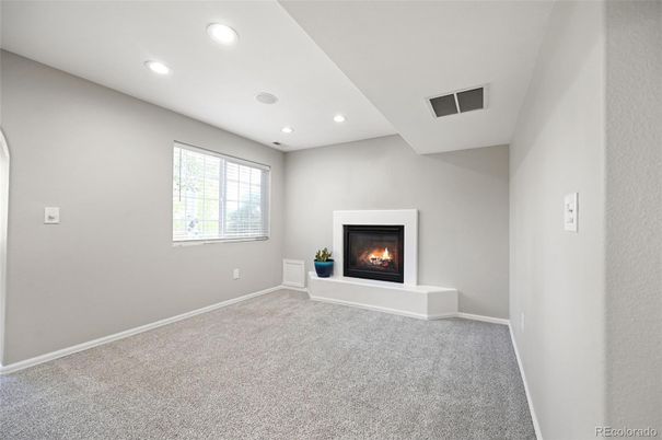 Empty room, Fireplace, Interior, Recessed Lighting