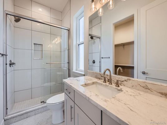 Bathroom, Glass Shower, Interior, Recessed Lighting