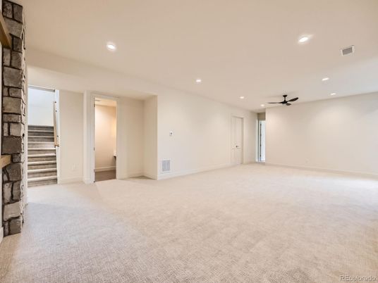 Empty room, Fireplace, Interior, Recessed Lighting
