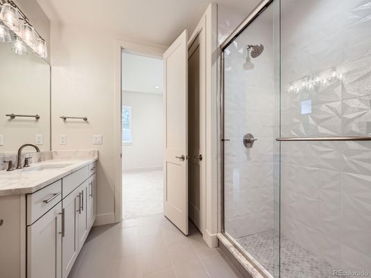 Bathroom, Dual Sink Vanities, Glass Shower, Interior, Recessed Lighting