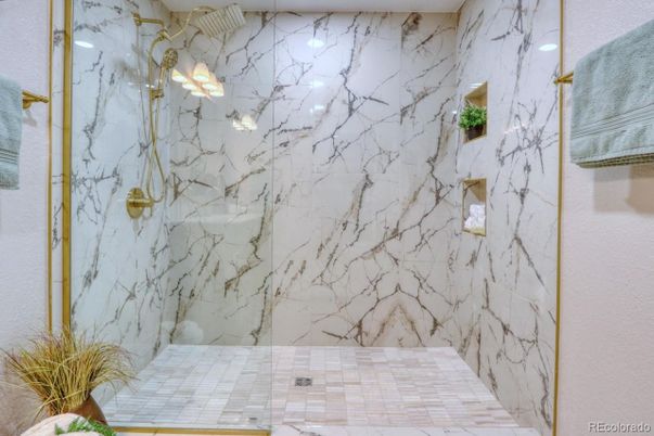 Bathroom, Glass Shower, Interior, Marble Walls