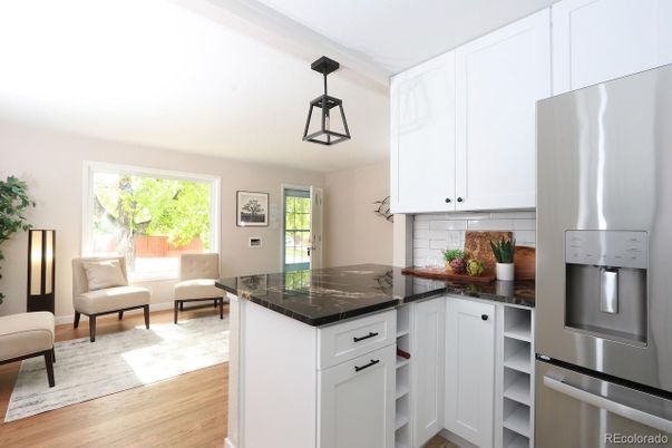 Interior, Kitchen, Pendant Lights, Stainless Steel Appliances, Wood Texture Flooring