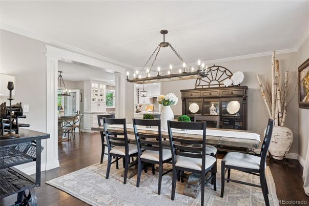 Chandelier, Dining room, Interior, Kitchen, Pendant Lights, Wood Texture Flooring