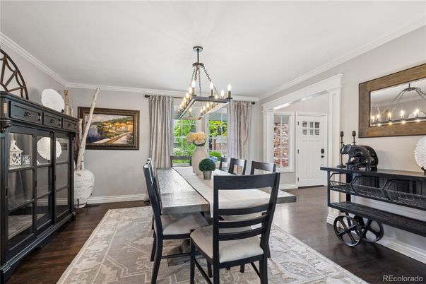 Chandelier, Dining room, Interior, Wood Texture Flooring