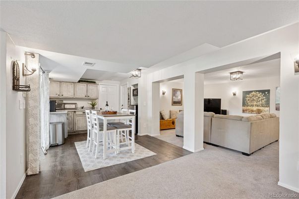 Dining room, Interior, Kitchen, Living room, Wood Texture Flooring