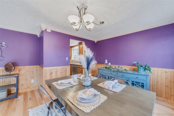 Chandelier, Dining room, Interior, Wood Texture Flooring