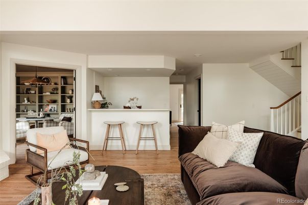Interior, Living room, Recessed Lighting, Wood Texture Flooring