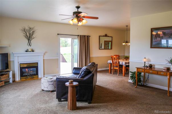 Dining room, Fireplace, Interior, Living room, Pendant Lights