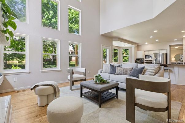 Interior, Kitchen, Living room, Recessed Lighting, Stainless Steel Appliances, Wood Texture Flooring