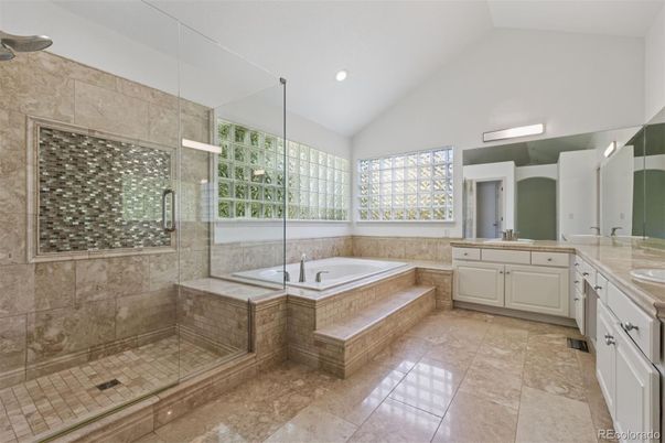 Bathroom, Dual Sink Vanities, Glass Shower, Interior, Recessed Lighting