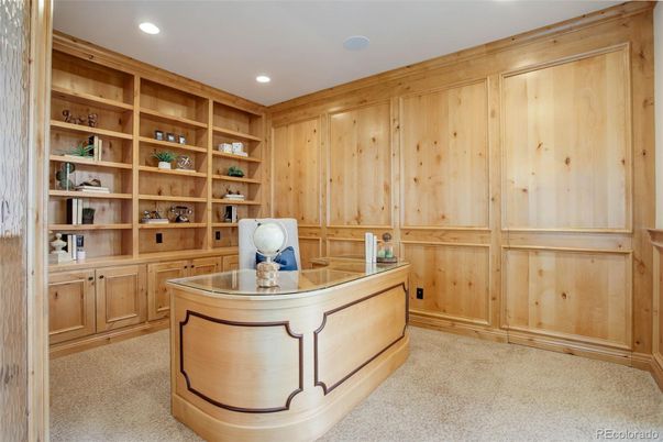 Home Office, Interior, Recessed Lighting, Wooden Walls