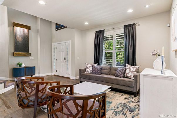 Interior, Living room, Recessed Lighting, Wood Texture Flooring