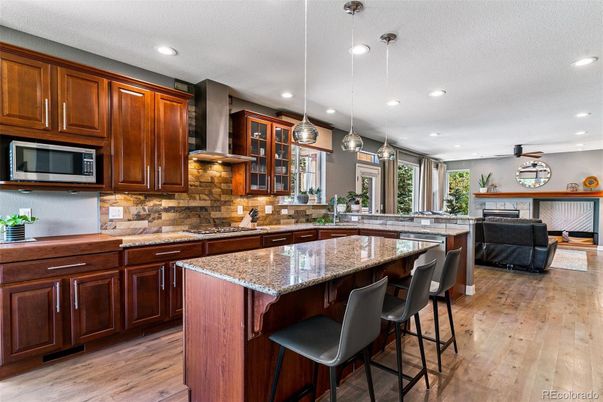 Interior, Kitchen, Pendant Lights, Recessed Lighting, Wood Texture Flooring