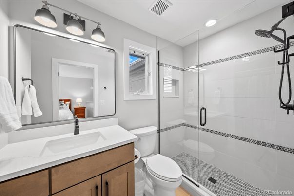 Bathroom, Glass Shower, Interior, Recessed Lighting
