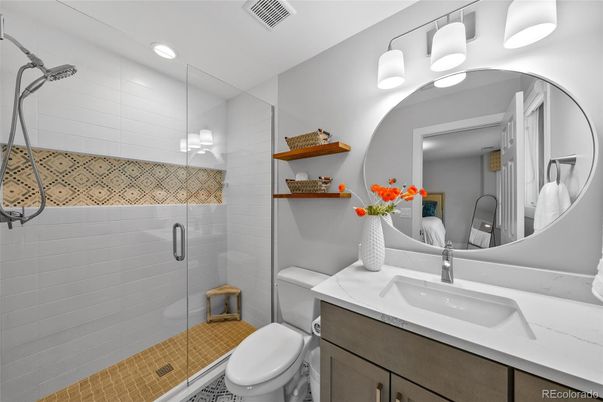 Bathroom, Glass Shower, Interior, Recessed Lighting