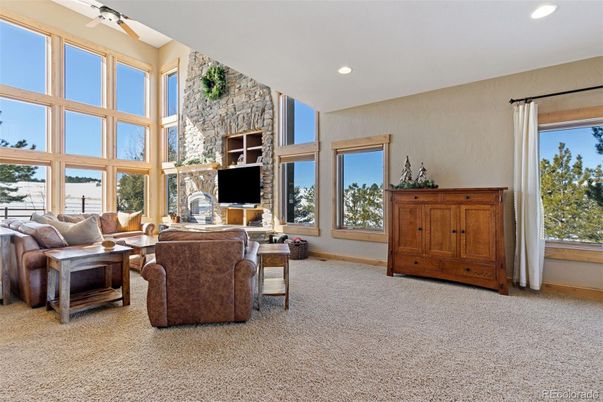 Interior, Living room, Recessed Lighting, Stone Walls