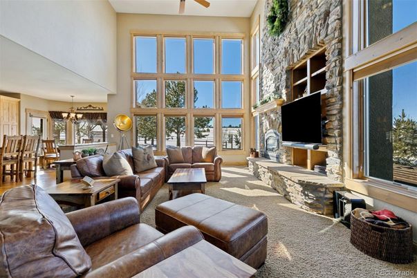 Chandelier, Dining room, Fireplace, Interior, Living room